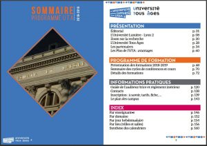 catalogue UTA 2018-2019 : sommaire