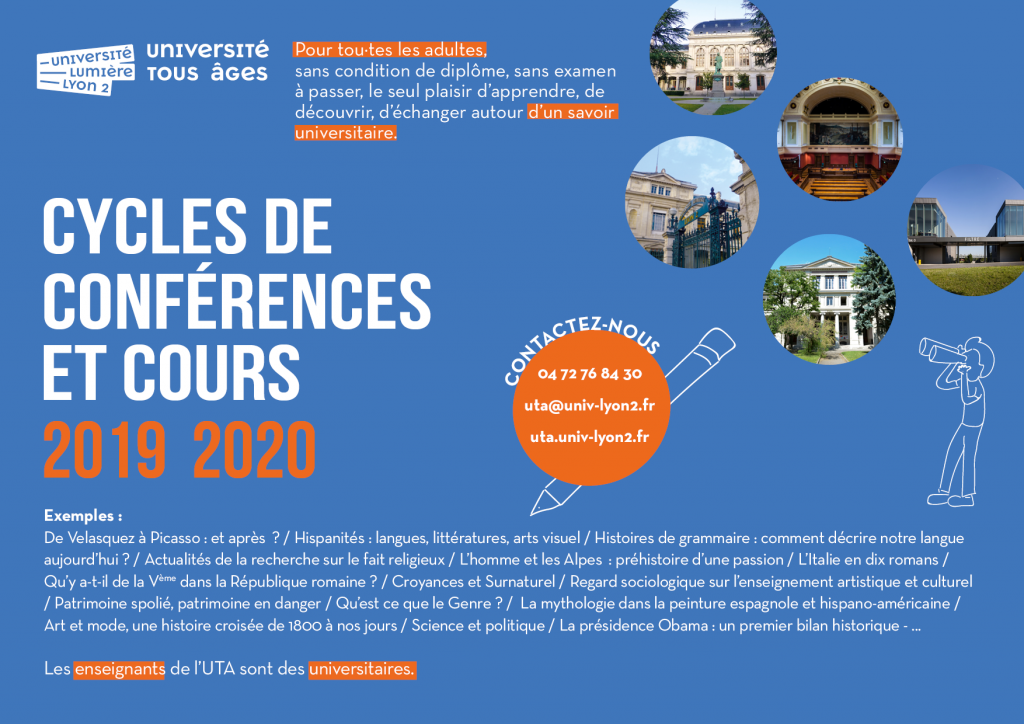 UTA universités Lyon 2 : cycles de conférences et cours par des universitaires